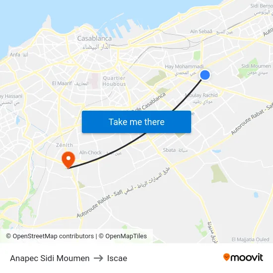 Anapec Sidi Moumen to Iscae map