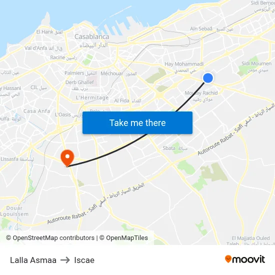 Lalla Asmaa to ISCAE map