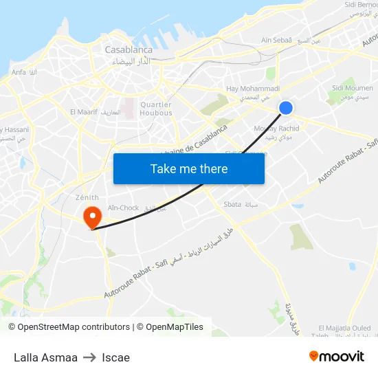 Lalla Asmaa to Iscae map