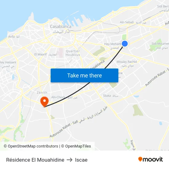 Résidence El Mouahidine to Iscae map