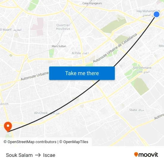 Souk Salam to Iscae map