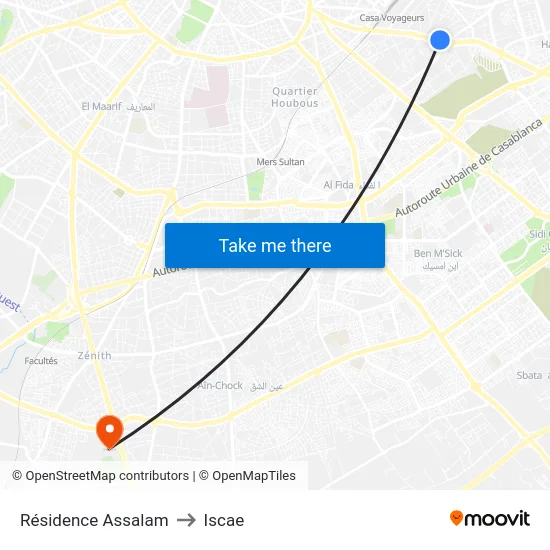 Résidence Assalam to Iscae map