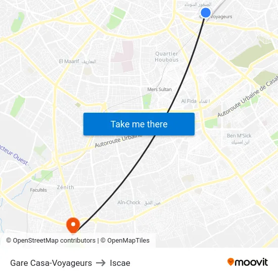 Gare Casa-Voyageurs to Iscae map