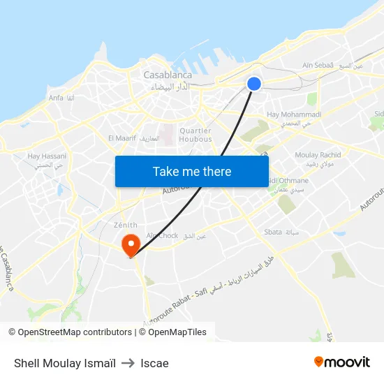 Shell Moulay Ismaïl to Iscae map