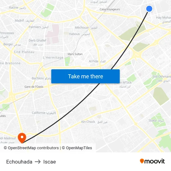 Echouhada to ISCAE map