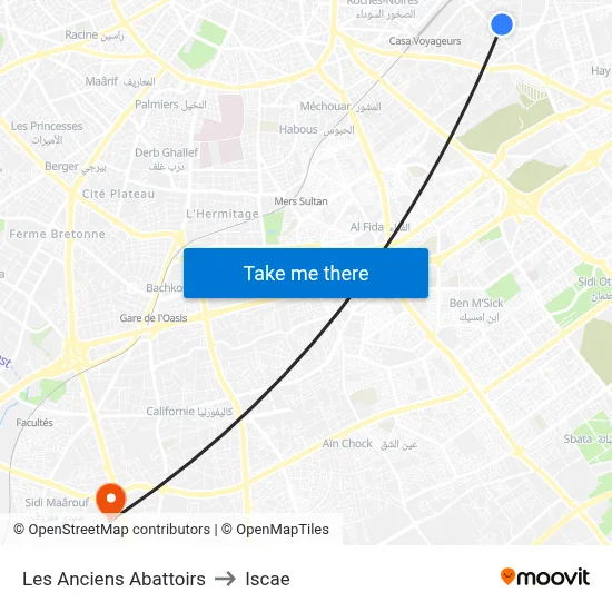 The Old Slaughterhouses to ISCAE map