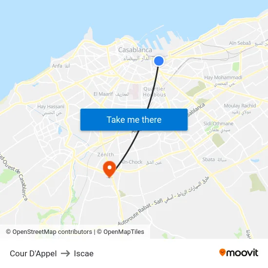 Cour D'Appel to Iscae map