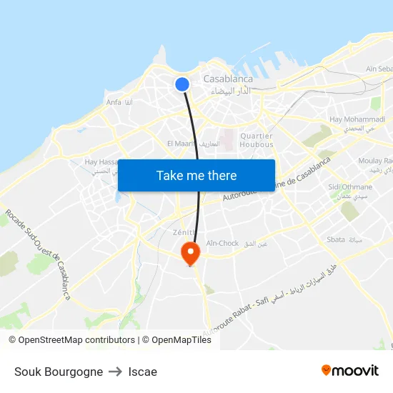 Souk Bourgogne to Iscae map