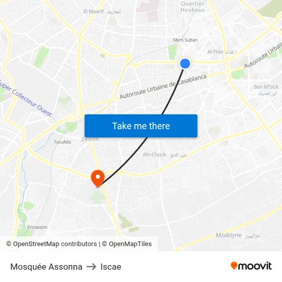 Mosquée Assonna to Iscae map