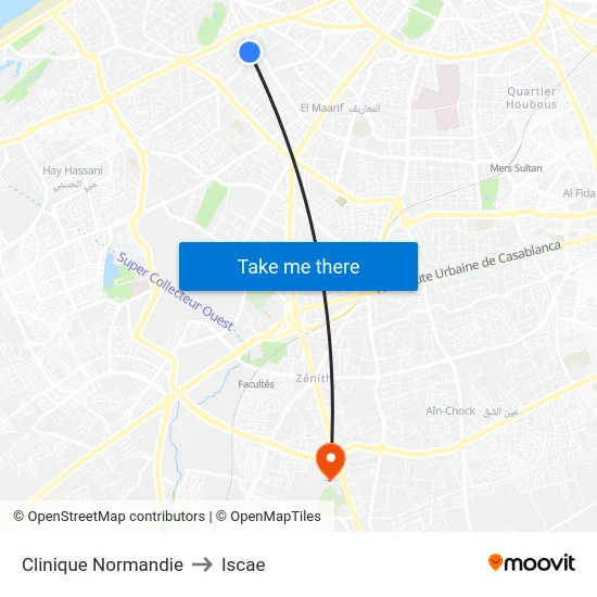 Clinique Normandie to Iscae map