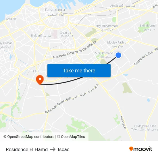 Résidence El Hamd to Iscae map