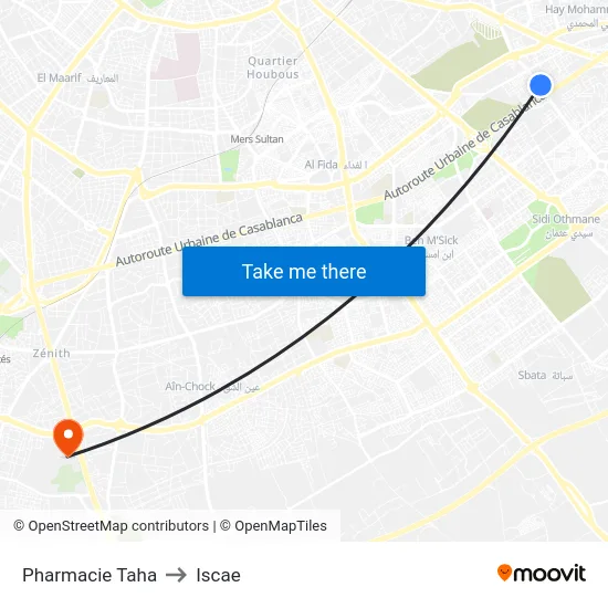 Pharmacie Taha to Iscae map