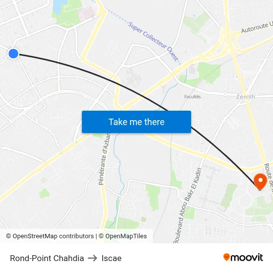 Rond-Point Chahdia to Iscae map
