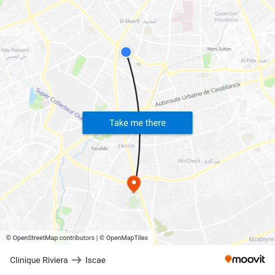 Clinique Riviera to Iscae map