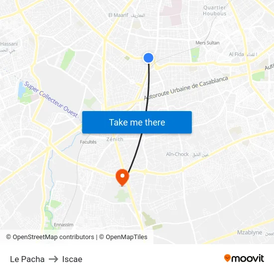 Le Pacha to Iscae map