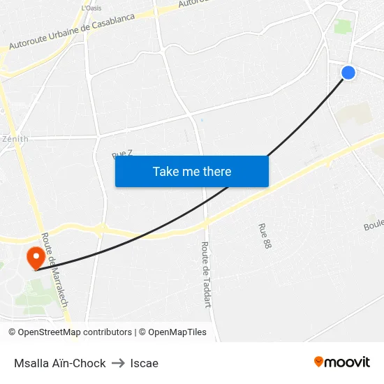 Msalla Aïn-Chock to Iscae map