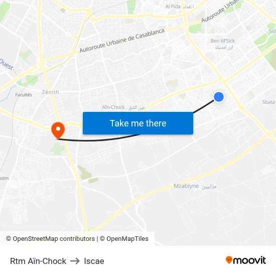 Rtm Aïn-Chock to Iscae map