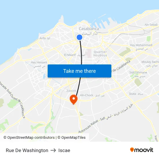 Rue De Washington to Iscae map