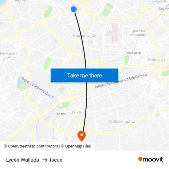 Lycée Wallada to Iscae map