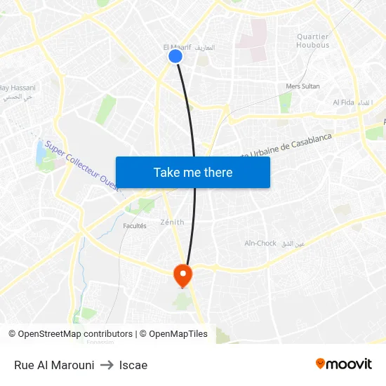 Rue Al Marouni to Iscae map