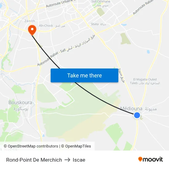 Rond-Point De Merchich to Iscae map