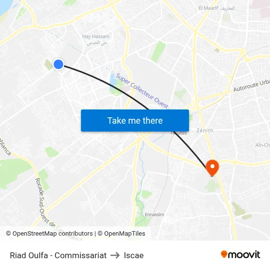 Riad Oulfa - Commissariat to Iscae map
