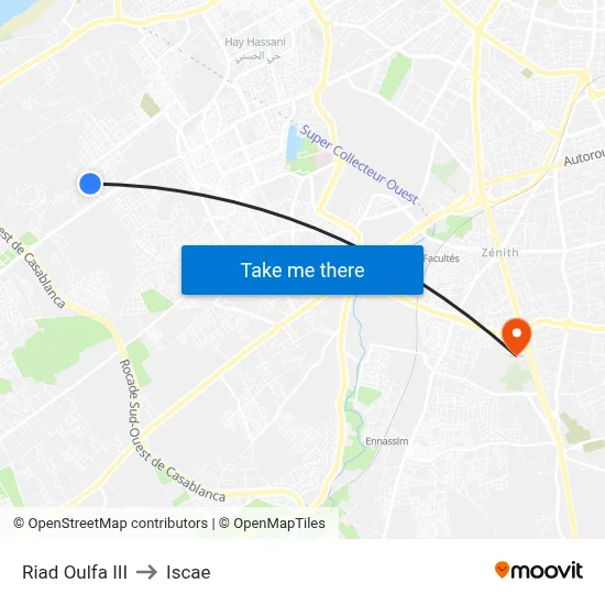Riad Oulfa III to Iscae map