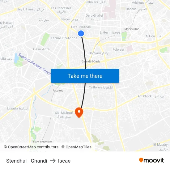 Stendhal - Ghandi to ISCAE map