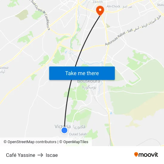 Café Yassine to Iscae map