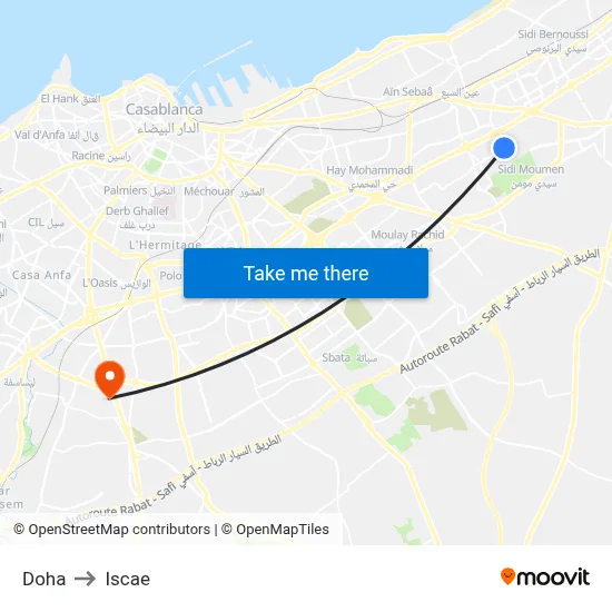 Doha to ISCAE map
