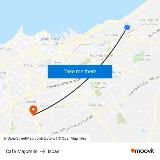 Café Majorelle to Iscae map