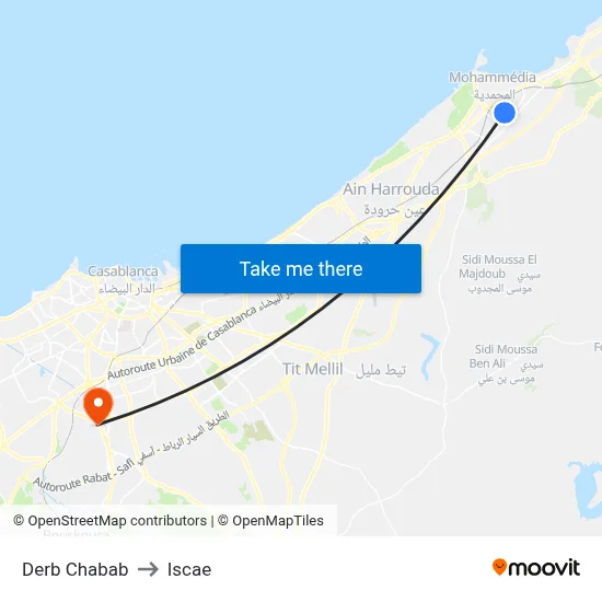 Derb Chabab to ISCAE map