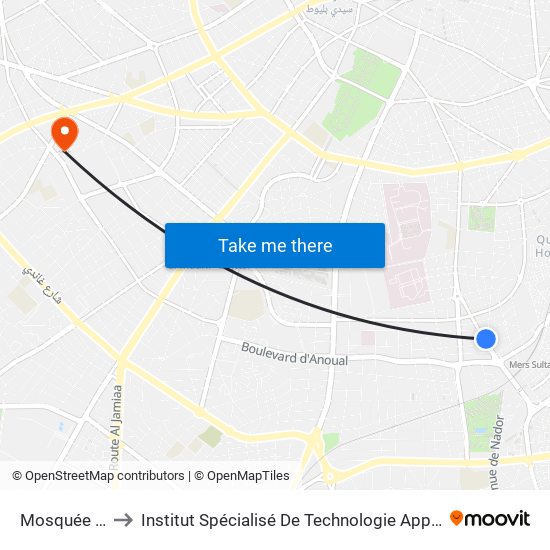 Mosquée El Hoda to Institut Spécialisé De Technologie Appliquée Genie Mecanique map