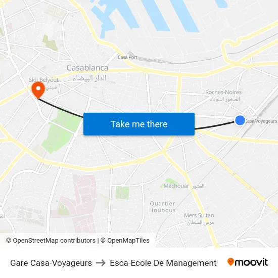 Gare Casa-Voyageurs to Esca-Ecole De Management map