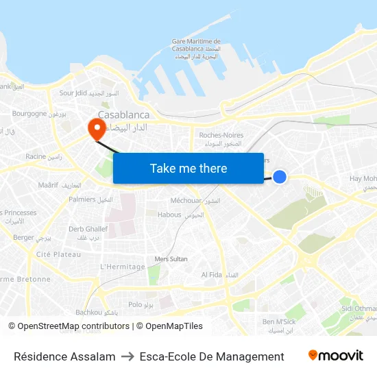 Résidence Assalam to Esca-Ecole De Management map