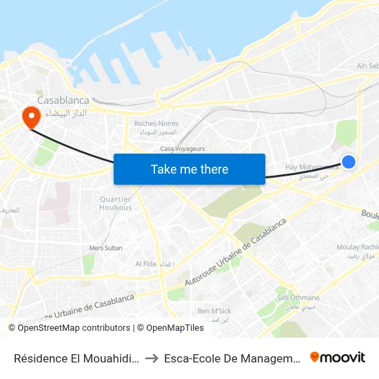 Résidence El Mouahidine to Esca-Ecole De Management map