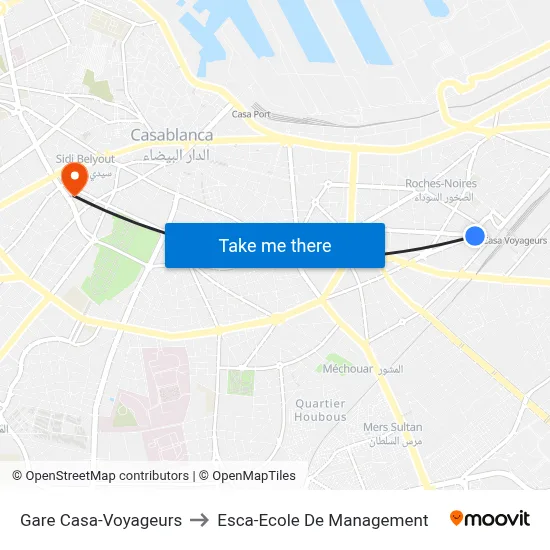 Gare Casa-Voyageurs to Esca-Ecole De Management map