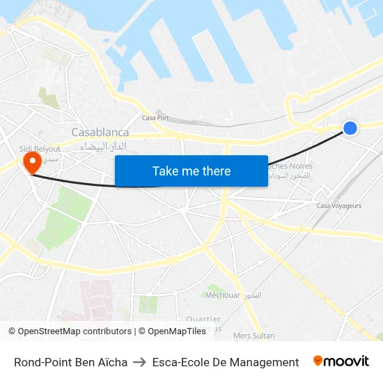 Rond-Point Ben Aïcha to Esca-Ecole De Management map