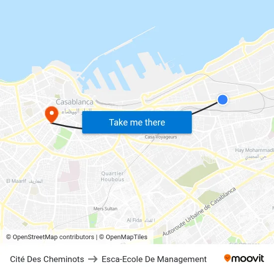 Cité Des Cheminots to Esca-Ecole De Management map