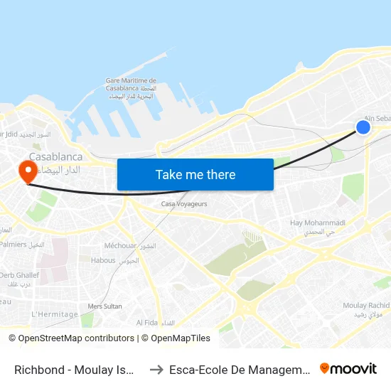 Richbond - Moulay Ismaïl to Esca-Ecole De Management map