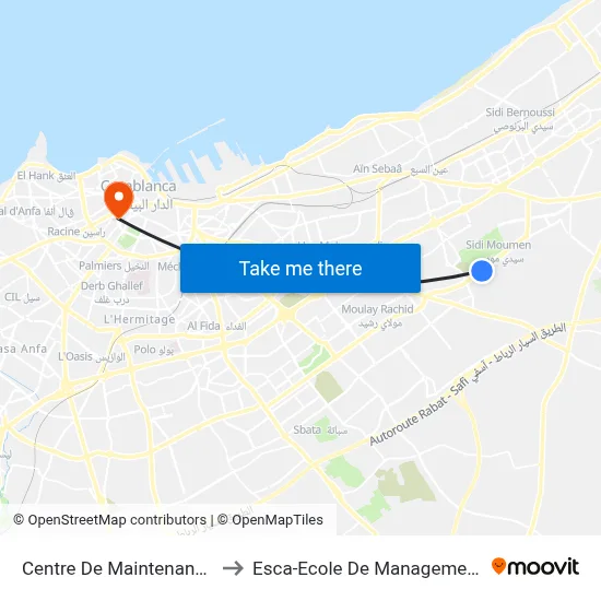 Centre De Maintenance to Esca-Ecole De Management map