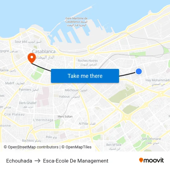 Echouhada to Esca-Ecole De Management map