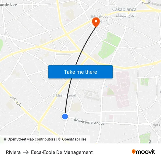 Riviera to Esca-Ecole De Management map