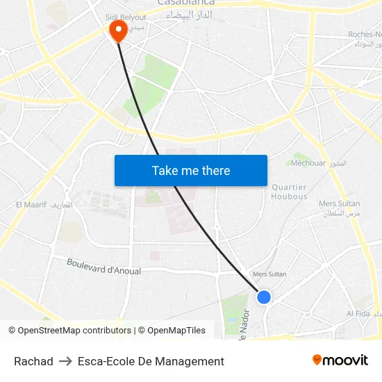 Rachad to Esca-Ecole De Management map
