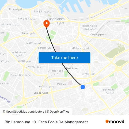 Bin Lemdoune to Esca-Ecole De Management map