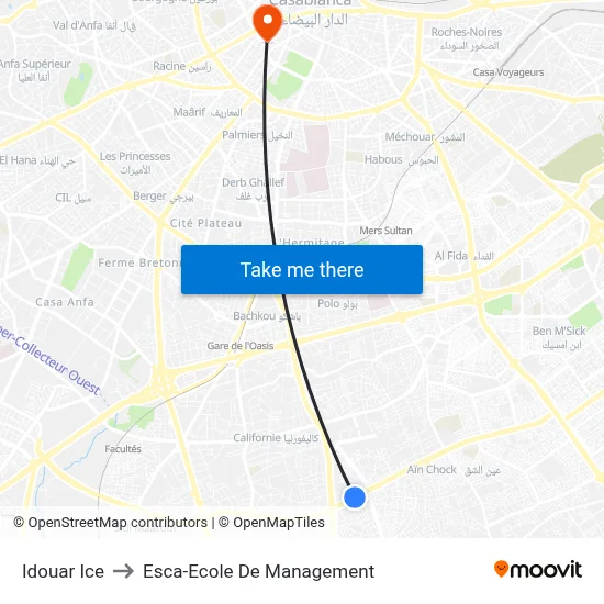 Idouar Ice to Esca-Ecole De Management map
