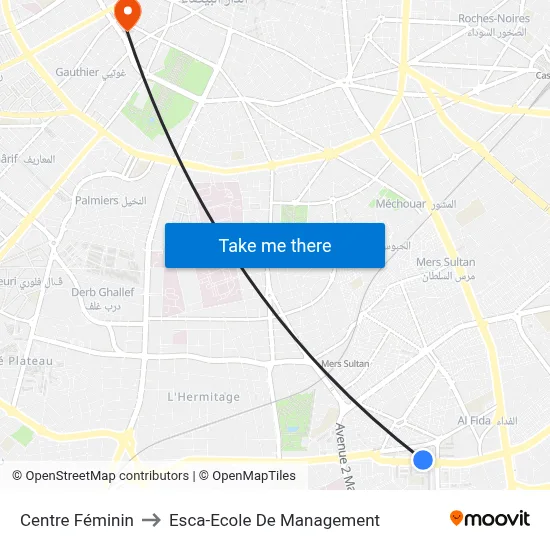 Centre Féminin to Esca-Ecole De Management map