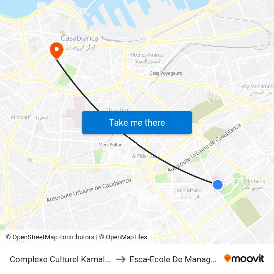 Complexe Culturel Kamal Zebdi to Esca-Ecole De Management map