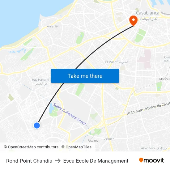 Rond-Point Chahdia to Esca-Ecole De Management map