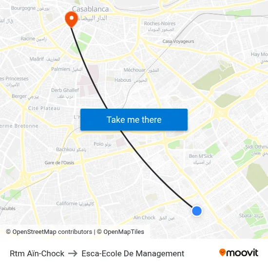 Rtm Aïn-Chock to Esca-Ecole De Management map